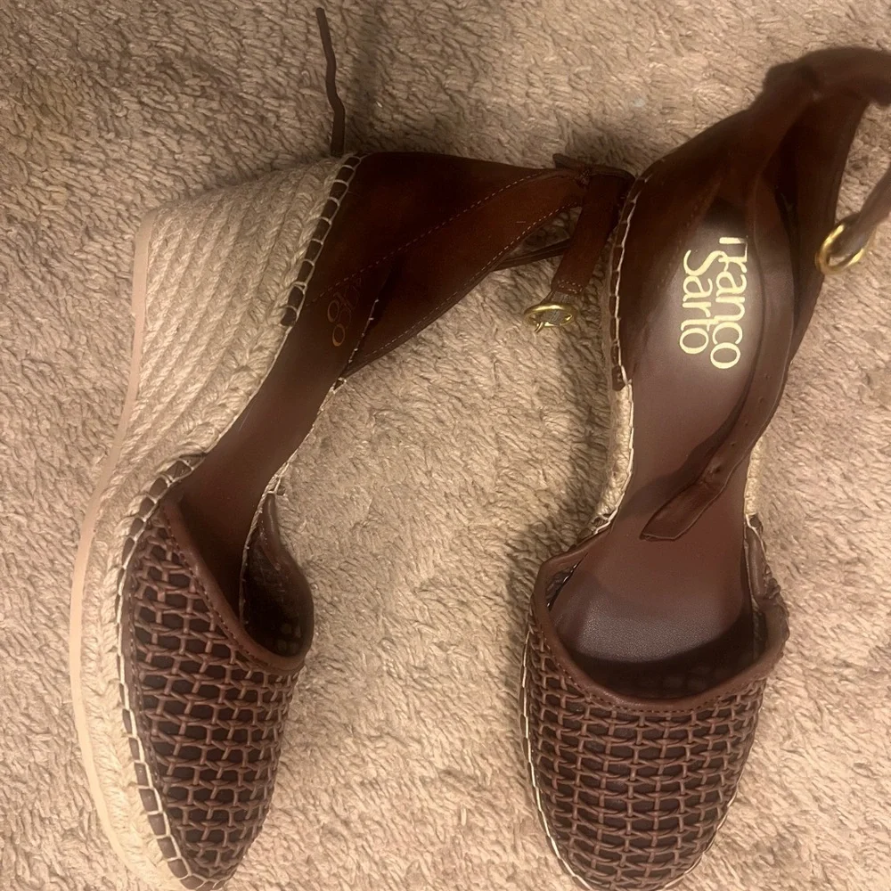 Franco Sarto Idalia Espadrille Wedge Sandals Dark Brown Size 7.5 NWOT